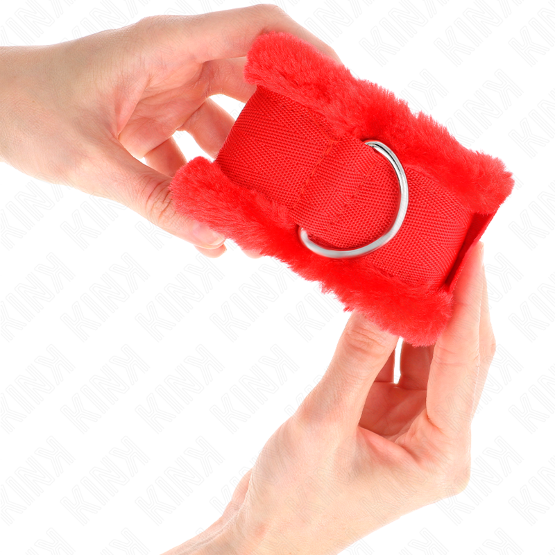 KINK - VERSTELBARE RODE GEVOERDE POLSBANDJES 17-31 CM X 7 CM