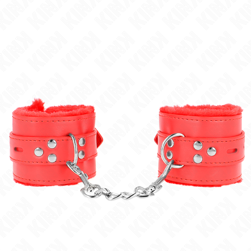 KINK - GEVOERDE POLSBANDJES MET VIERKANTE GATEN, ROOD, EN VERSTELBARE RODE BAND 17-29 CM X 6 CM