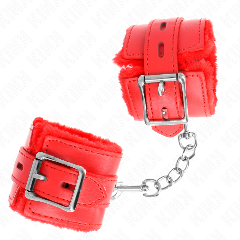 KINK - GEVOERDE POLSBANDJES MET VIERKANTE GATEN, ROOD, EN VERSTELBARE RODE BAND 17-29 CM X 6 CM