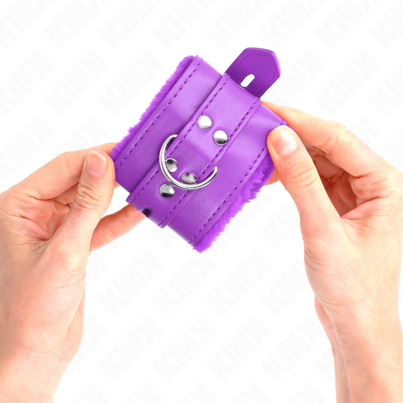 KINK - GEVOERDE POLSBANDJES MET VIERKANTE GATEN, VIOLET EN VERSTELBARE VIOLETTE BAND 17-29 CM X 6 CM