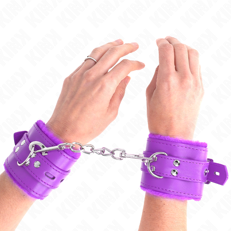KINK - GEVOERDE POLSBANDJES MET VIERKANTE GATEN, VIOLET EN VERSTELBARE VIOLETTE BAND 17-29 CM X 6 CM