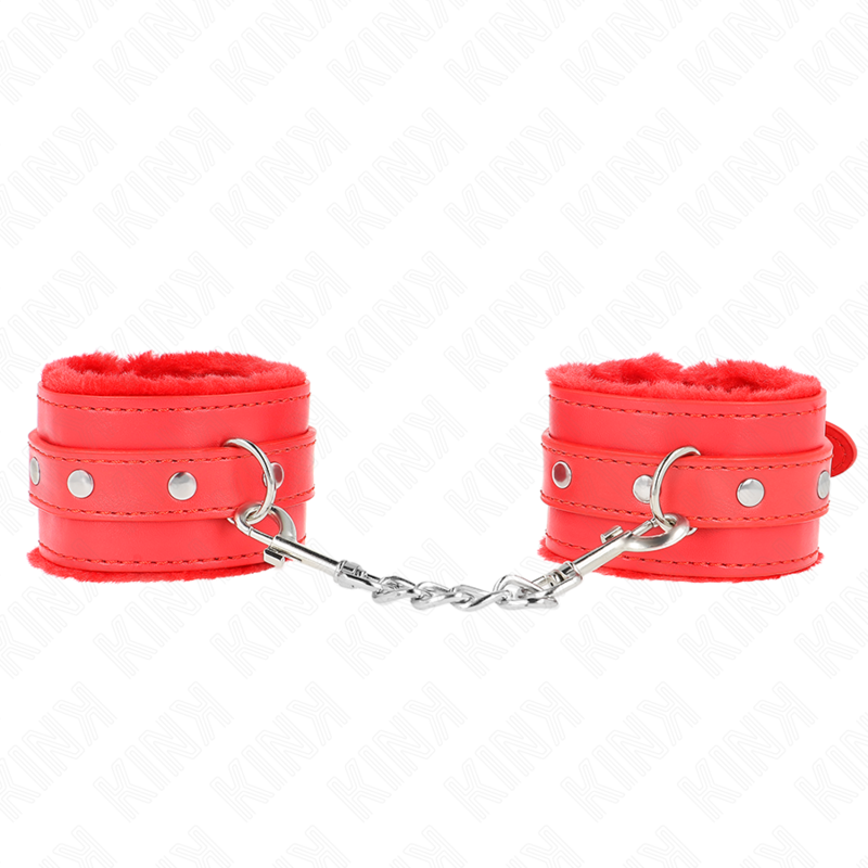 KINK - PREMIUM GEVOERDE RODE POLSBANDJES MET VERSTELBARE RODE BAND 17-29 CM X 6 CM