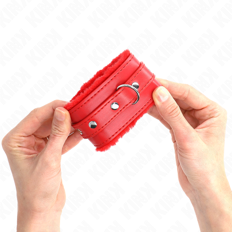 KINK - PREMIUM GEVOERDE RODE POLSBANDJES MET VERSTELBARE RODE BAND 17-29 CM X 6 CM