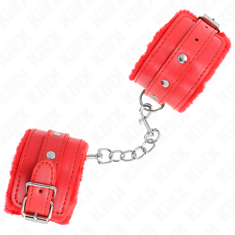 KINK - PREMIUM GEVOERDE RODE POLSBANDJES MET VERSTELBARE RODE BAND 17-29 CM X 6 CM