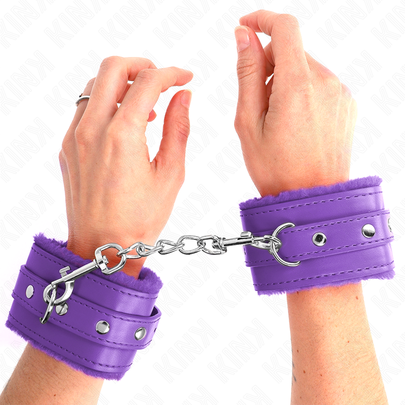 KINK - PREMIUM GEVOERDE POLSBANDJES VIOLET MET VERSTELBARE VIOLETTE BAND 17-29 CM X 6 CM