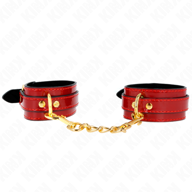 KINK - JOANNA ANGEL ROOD VERSTELBARE POLSBANDJES MET GOUDEN KETTING 16,5-26 CM X 4 CM