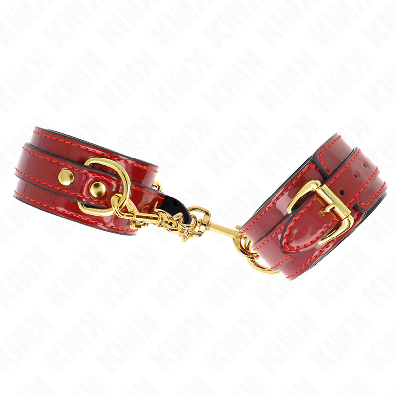 KINK - JOANNA ANGEL ROOD VERSTELBARE POLSBANDJES MET GOUDEN KETTING 16,5-26 CM X 4 CM