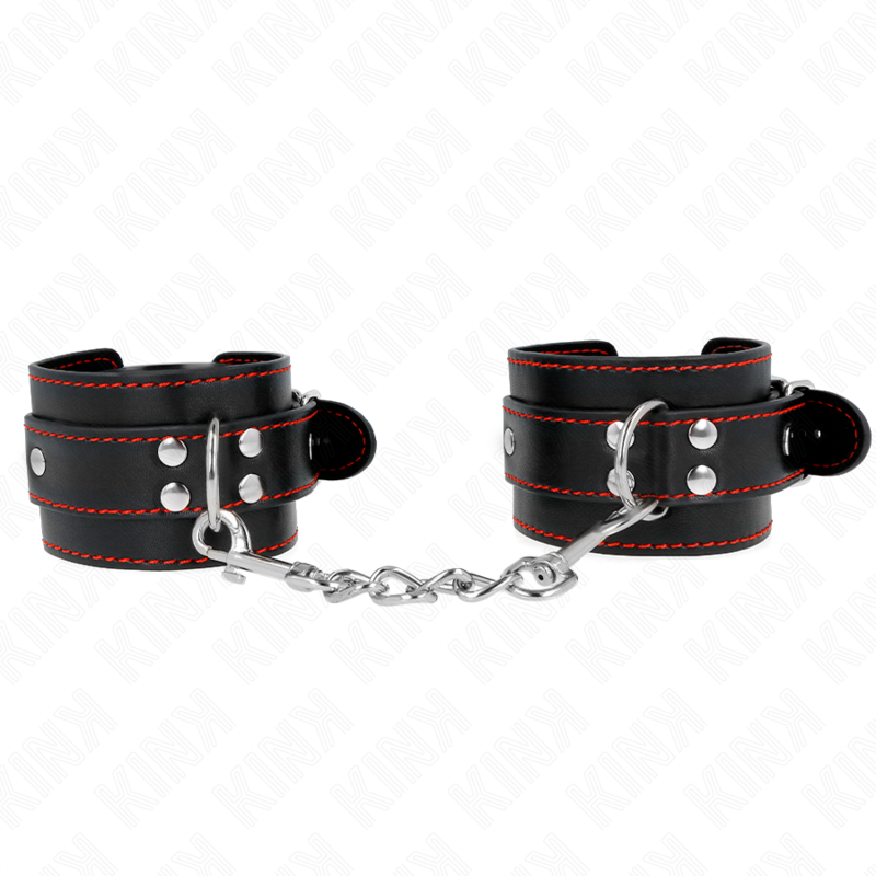 KINK - POLSBANDJES ZWART MET RODE DETAILS VERSTELBAAR 20-28 CM X 5,5 CM