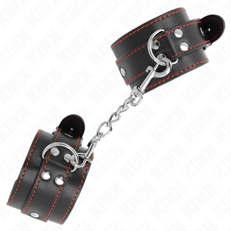 KINK - POLSBANDJES ZWART MET RODE DETAILS VERSTELBAAR 20-28 CM X 5,5 CM