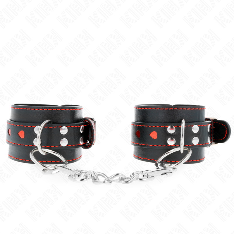 KINK - POLSBANDJES ZWART MET ROOD HART INLEG VERSTELBAAR 21-28 CM X 5,5 CM