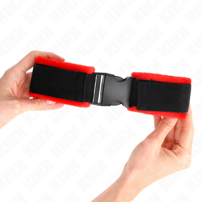 KINK - ROOD-ZWARTE NYLON POLSBANDJES MODEL 1 VERSTELBAAR 25-35 CM X 6 CM