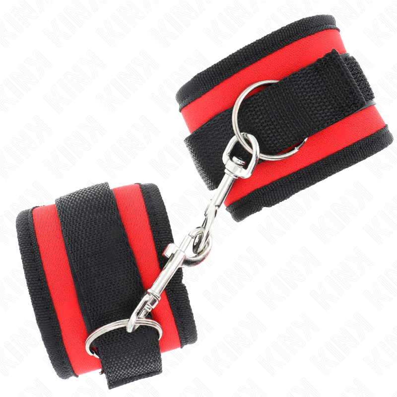 KINK - ROOD-ZWARTE NYLON POLSBANDJES MODEL 2 VERSTELBAAR 18-35 CM X 6 CM