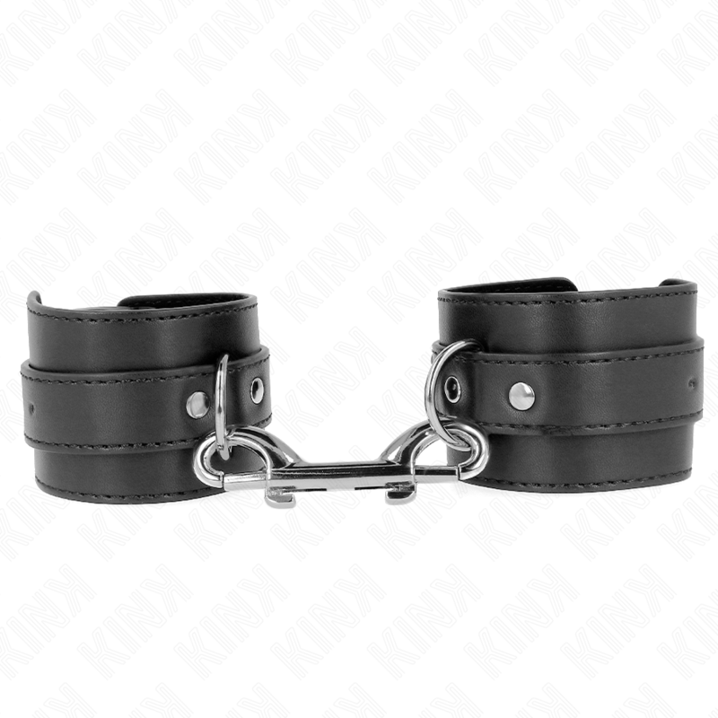 KINK - EENVOUDIGE POLSBANDJES MET EEN RIJ KLINKNAGELS EN GROTE GESP, ZWART, VERSTELBAAR 17-28 CM X 5 CM
