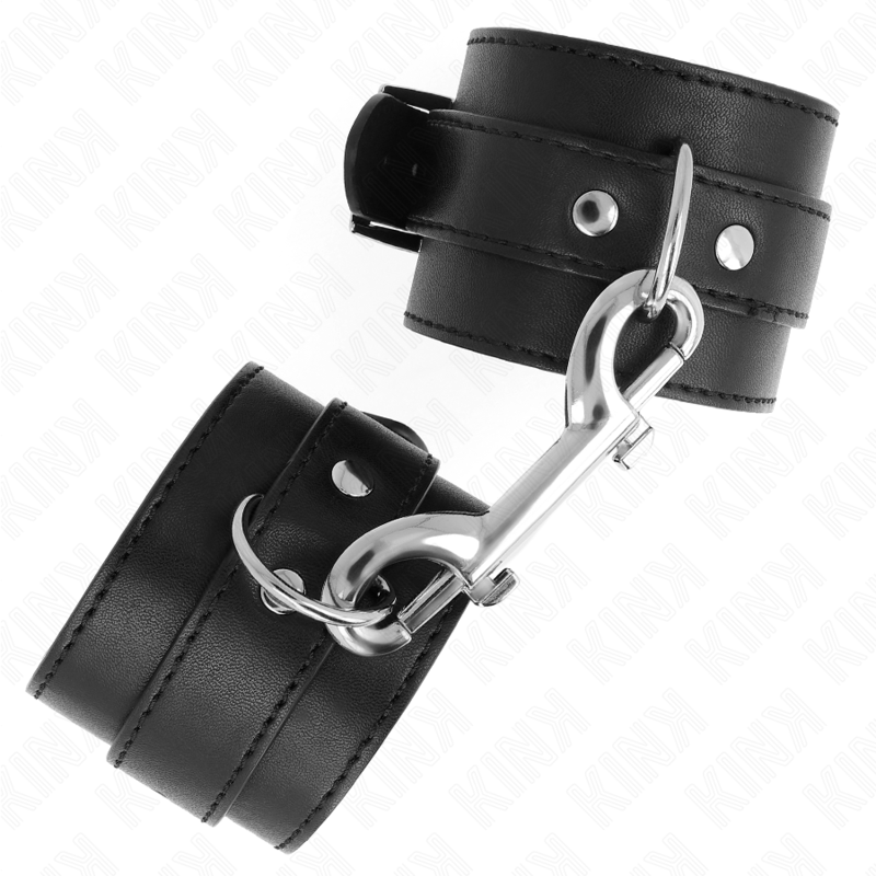 KINK - EENVOUDIGE POLSBANDJES MET EEN RIJ KLINKNAGELS EN GROTE GESP, ZWART, VERSTELBAAR 17-28 CM X 5 CM