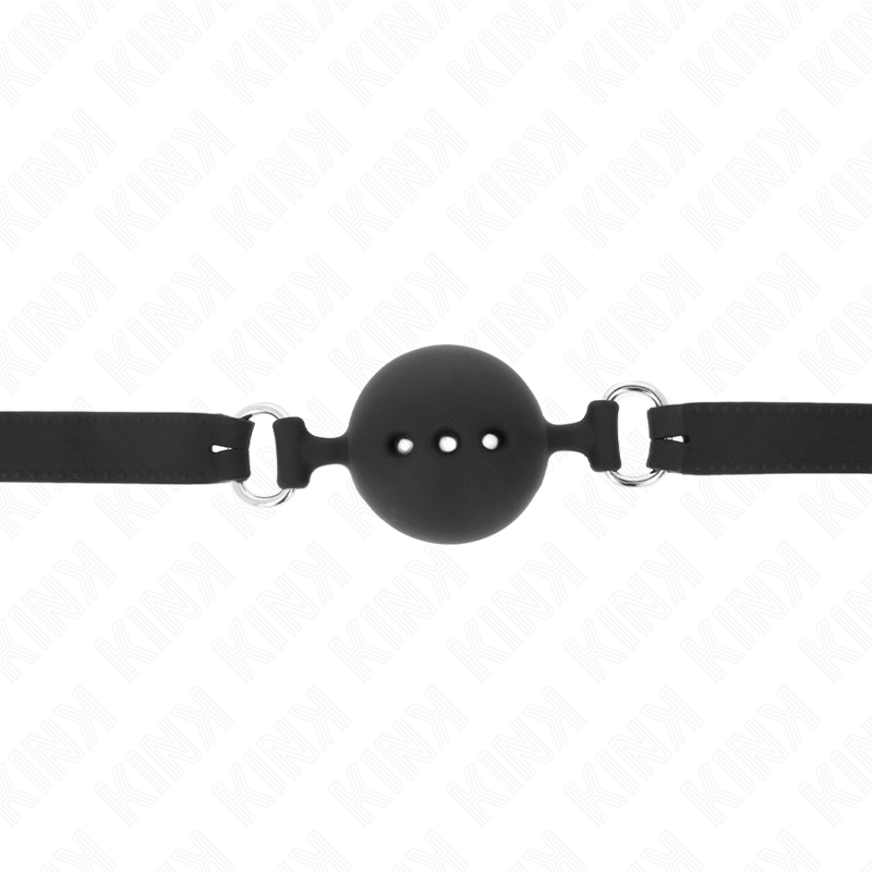 KINK - GAG 55 x 2 CM BAL 4,5 CM VOLLEDIGE SILICONEN MAAT M ZWART VERSTELBAAR 35-51 CM