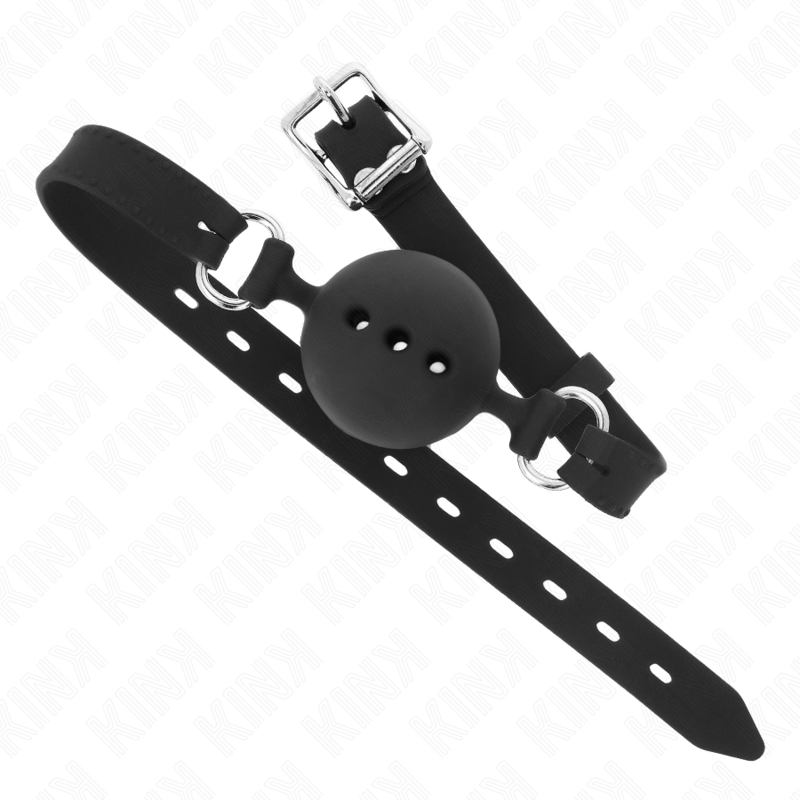 KINK - GAG 55 x 2 CM BAL 4,5 CM VOLLEDIGE SILICONEN MAAT M ZWART VERSTELBAAR 35-51 CM