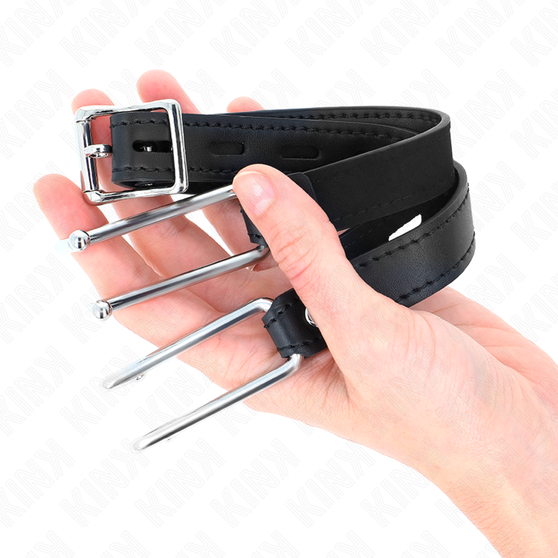 KINK - METALEN HAAK GAG 11,5 CM MET VERSTELBARE KUNSTLEDEREN BAND 39-58 CM X 2 CM