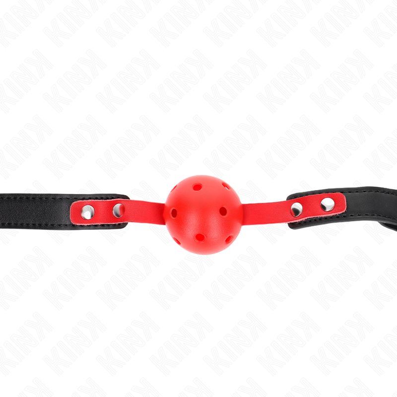 KINK - 4 CM HARDE HOLLE BAL GAG ROOD ZWART RIEM 60 x 2 CM VERSTELBAAR 37-52 CM