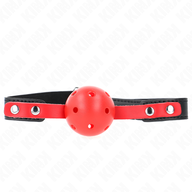 KINK - 4 CM HARDE HOLLE BAL GAG ROOD ZWART RIEM 60 x 2 CM VERSTELBAAR 37-52 CM