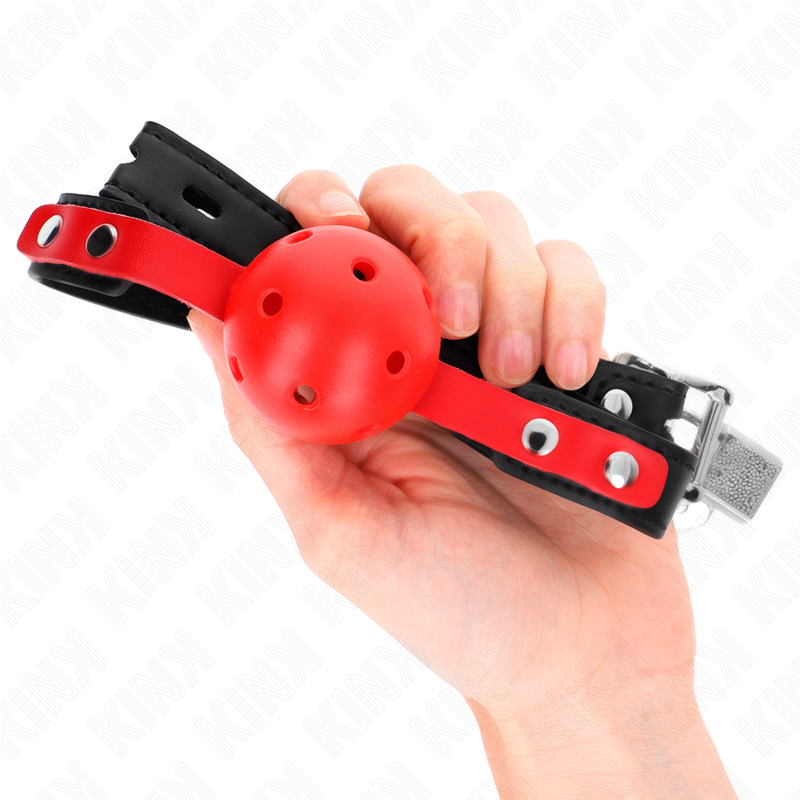 KINK - 4 CM HARDE HOLLE BAL GAG ROOD ZWART RIEM 60 x 2 CM VERSTELBAAR 37-52 CM