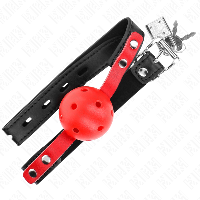 KINK - 4 CM HARDE HOLLE BAL GAG ROOD ZWART RIEM 60 x 2 CM VERSTELBAAR 37-52 CM