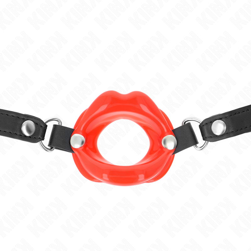 KINK - 8 CM LIP GAG MET RODE KUNSTLEDEREN BAND 63 x 2 CM VERSTELBAAR 39-58 CM