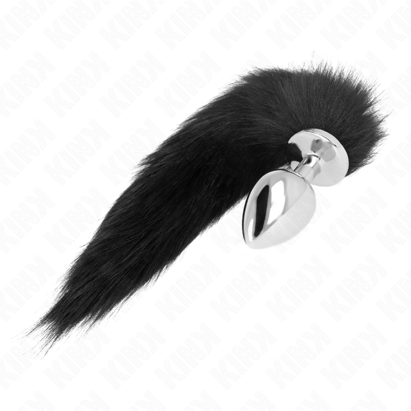 KINK - ANAAL PLUG MAAT L 10 X 4 CM MET SYNTHETISCHE STAART 40 CM ZWART