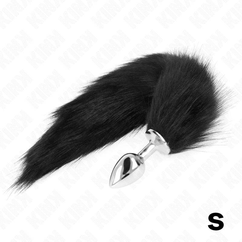KINK - ANAAL PLUG MAAT S 7 X 3 CM MET SYNTHETISCHE STAART 40 CM ZWART