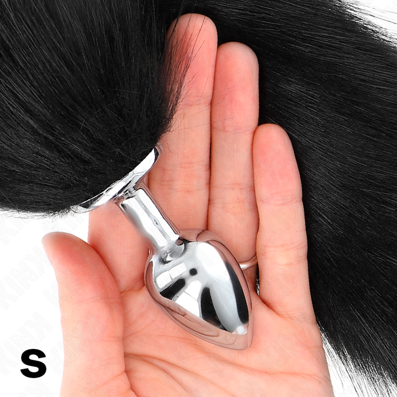 KINK - ANAAL PLUG MAAT S 7 X 3 CM MET SYNTHETISCHE STAART 40 CM ZWART