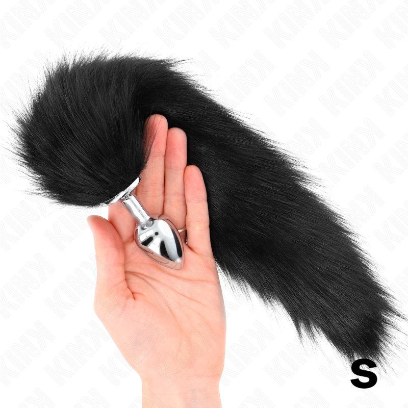 KINK - ANAAL PLUG MAAT S 7 X 3 CM MET SYNTHETISCHE STAART 40 CM ZWART