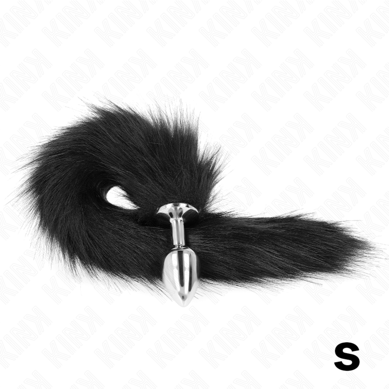 KINK - ANAAL PLUG MAAT S 7 X 3 CM MET SYNTHETISCHE STAART 40 CM ZWART