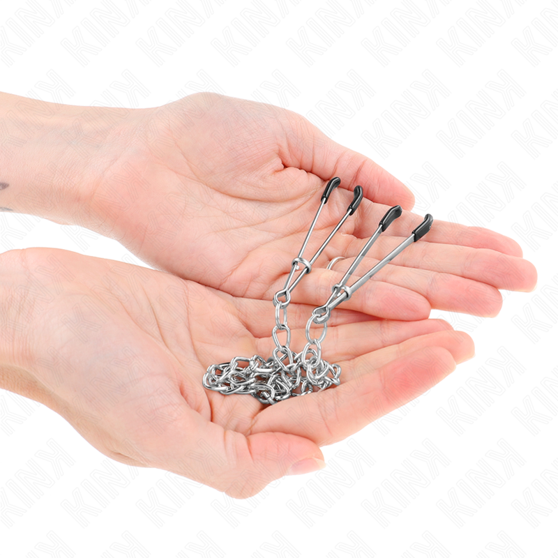KINK - FIJNE TEPELKLEMMEN MET DIKKE KETTING 30 CM