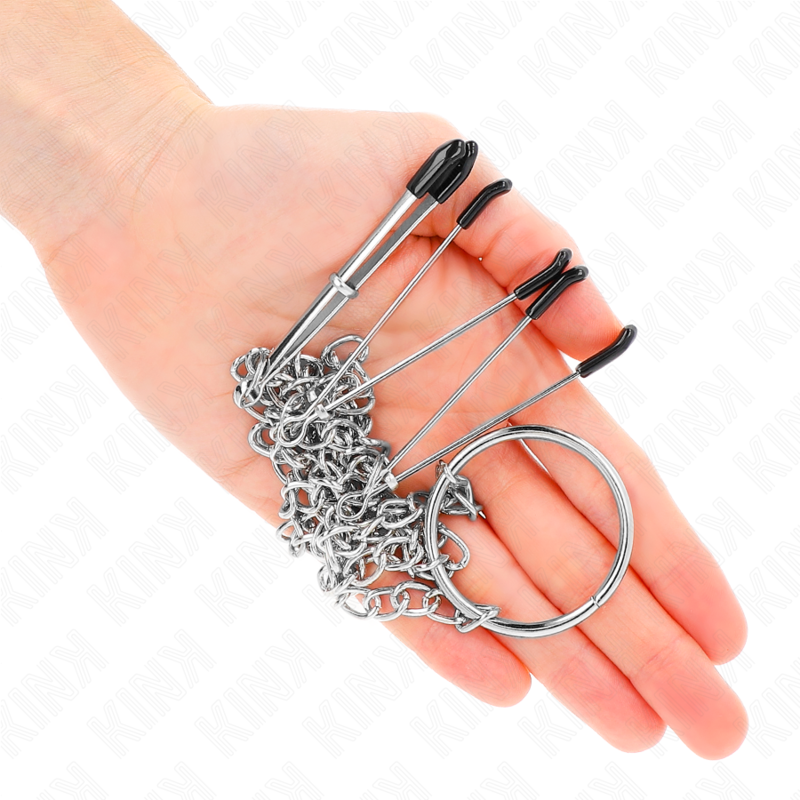 KINK - TEPELKLEMMEN EN CLITORISKLEMMEN MET KETTING 30 CM MODEL 1