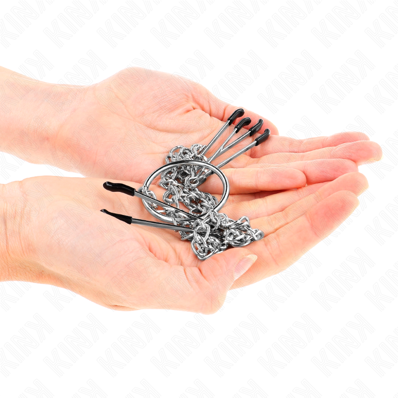 KINK - TEPELKLEMMEN EN CLITORISKLEMMEN MET KETTING 30 CM MODEL 1