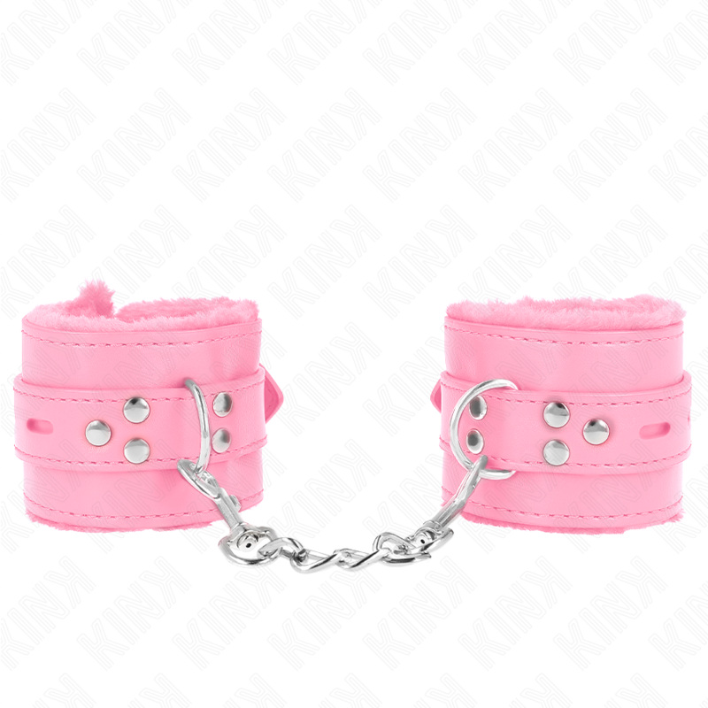 KINK - ROZE GEVOERDE POLSBANDJES MET VIERKANTE GATEN EN VERSTELBARE ROZE BAND 17-29 CM X 6 CM