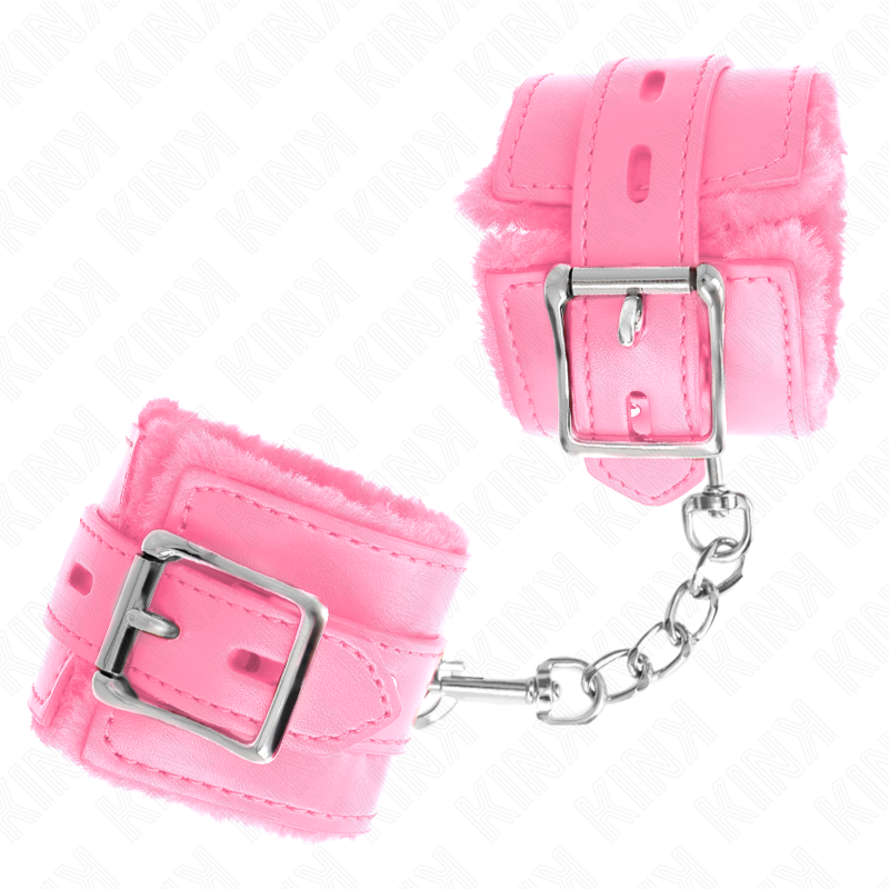 KINK - ROZE GEVOERDE POLSBANDJES MET VIERKANTE GATEN EN VERSTELBARE ROZE BAND 17-29 CM X 6 CM
