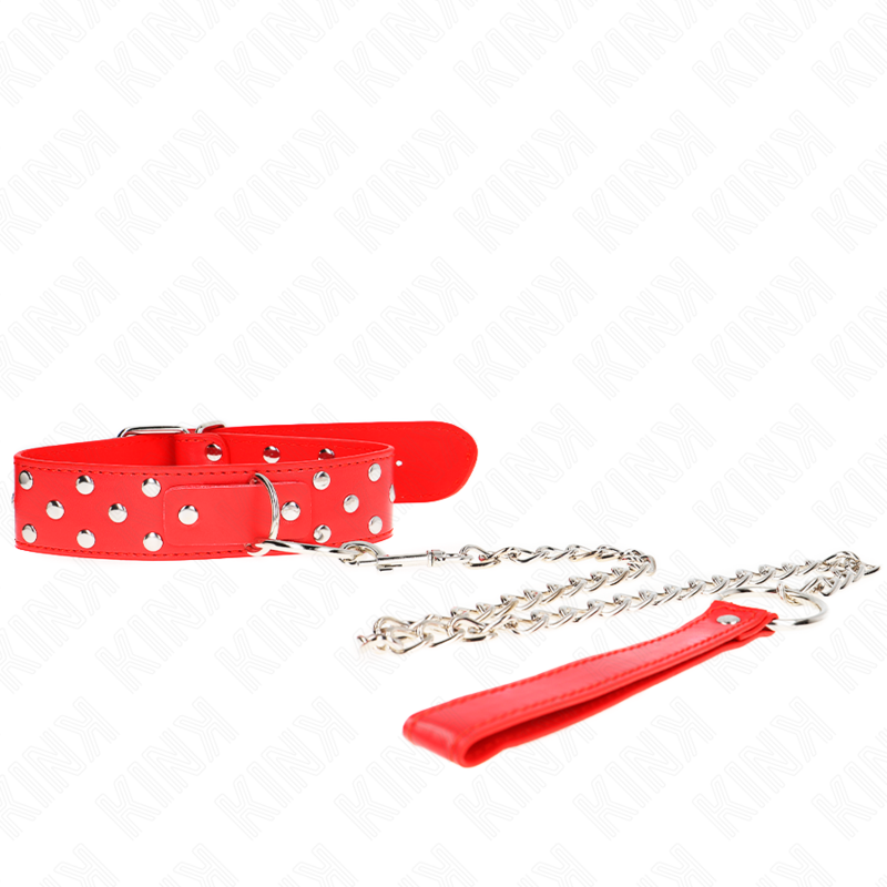 KINK - HALSBAND MET 65 CM RINGKLINKNAGEL ROOD VERSTELBAAR 36-50 CM X 3,8 CM