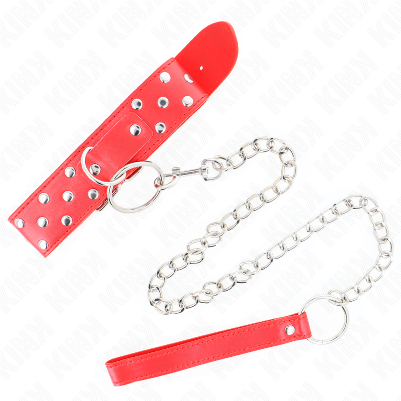 KINK - HALSBAND MET 65 CM RINGKLINKNAGEL ROOD VERSTELBAAR 36-50 CM X 3,8 CM