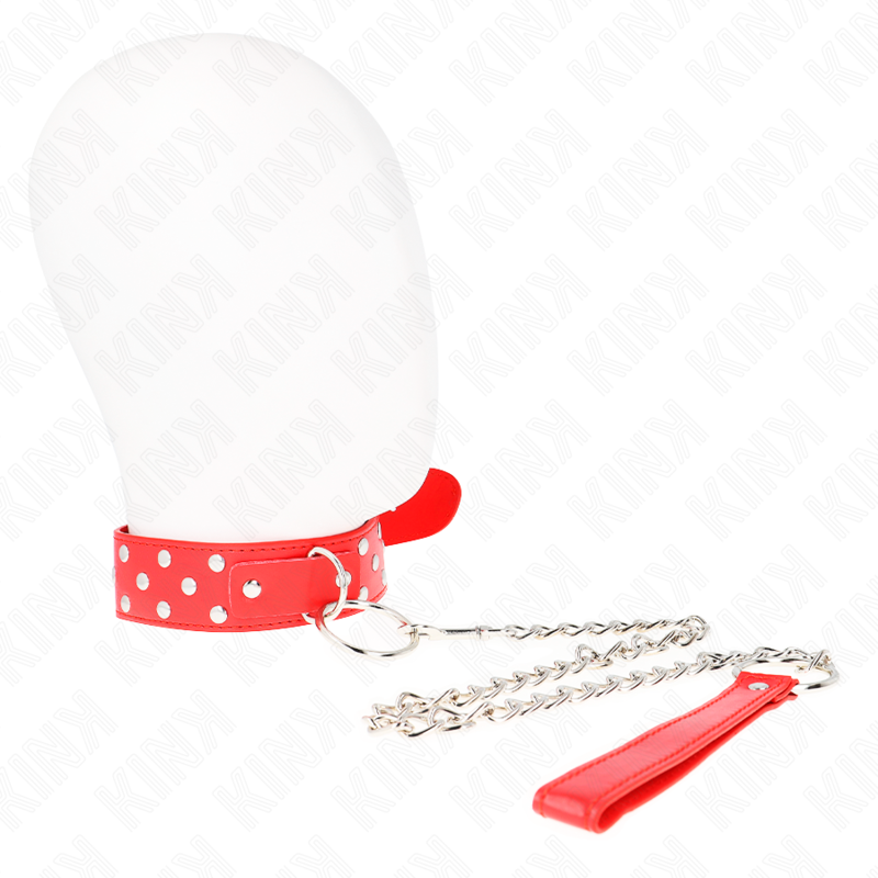 KINK - HALSBAND MET 65 CM RINGKLINKNAGEL ROOD VERSTELBAAR 36-50 CM X 3,8 CM