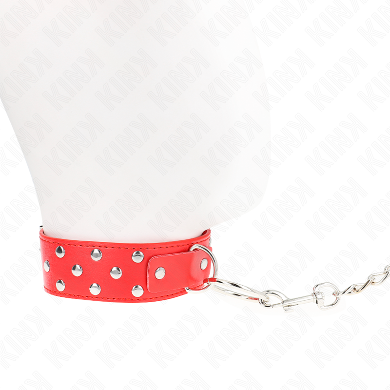 KINK - HALSBAND MET 65 CM RINGKLINKNAGEL ROOD VERSTELBAAR 36-50 CM X 3,8 CM