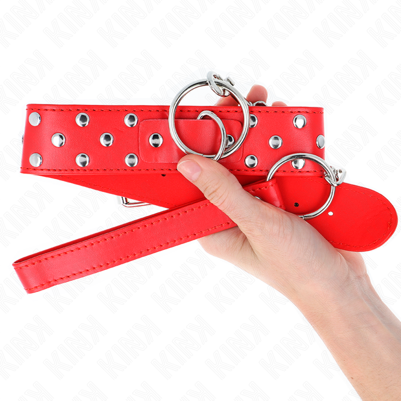 KINK - HALSBAND MET 65 CM RINGKLINKNAGEL ROOD VERSTELBAAR 36-50 CM X 3,8 CM