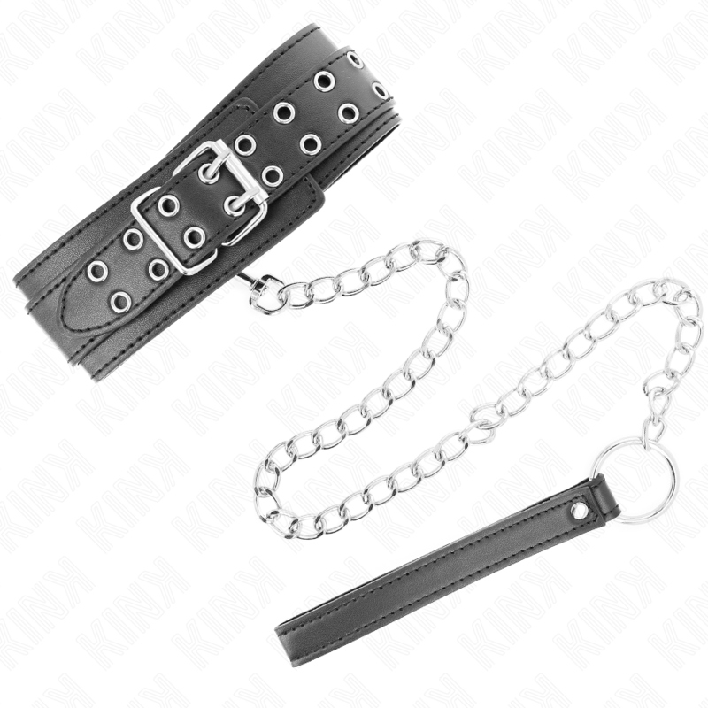 KINK - KRAAG MET 65 CM BAND, ZILVEREN GESP, VERSTELBAAR 33-46 CM X 5,5 CM