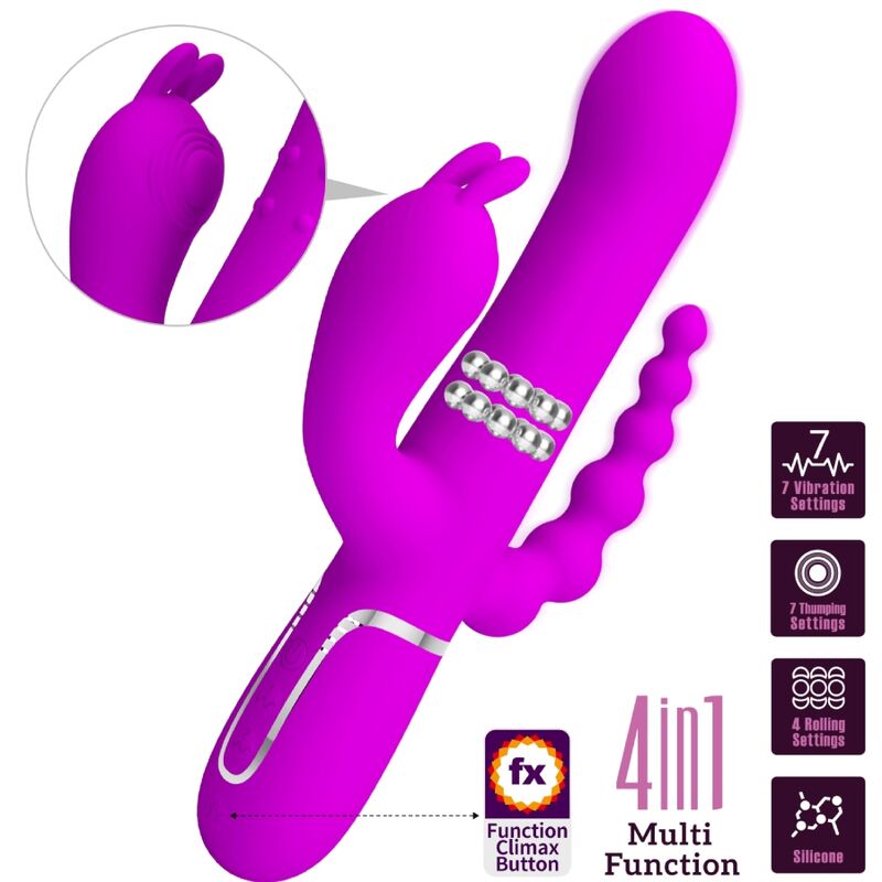 PRETTY LOVE - CAMMY TRIPLE MULTIFUNCTIONELE VIBRATOR 4 IN 1 ROZE
