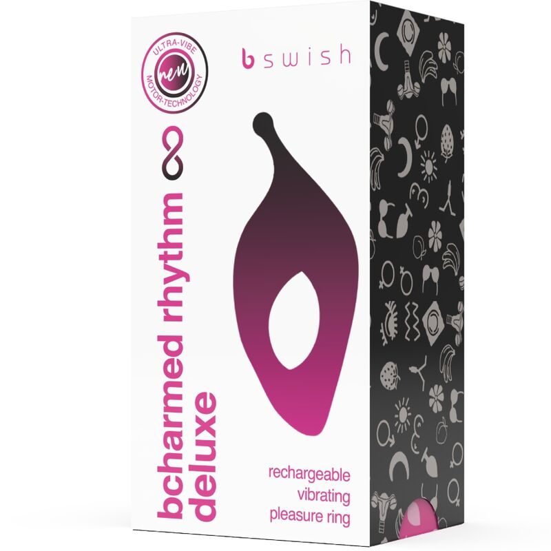 B SWISH - BCHARMED RHYTHM INFINITE DELUXE PENISRING 15 VIBRATIES ZWART
