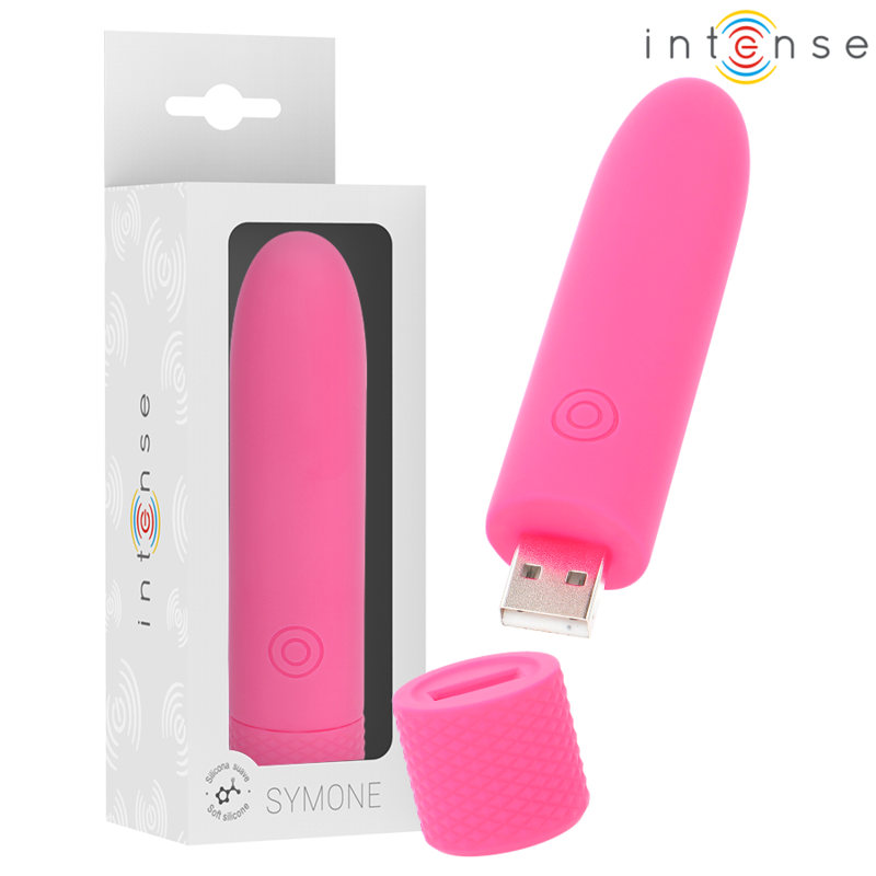 INTENSE - SYMONE USB OPLAADBARE VIBRATIEBOL 8 VIBRATIES ROZE 10 X 2,2 CM