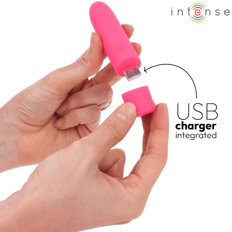 INTENSE - SYMONE USB OPLAADBARE VIBRATIEBOL 8 VIBRATIES ROZE 10 X 2,2 CM