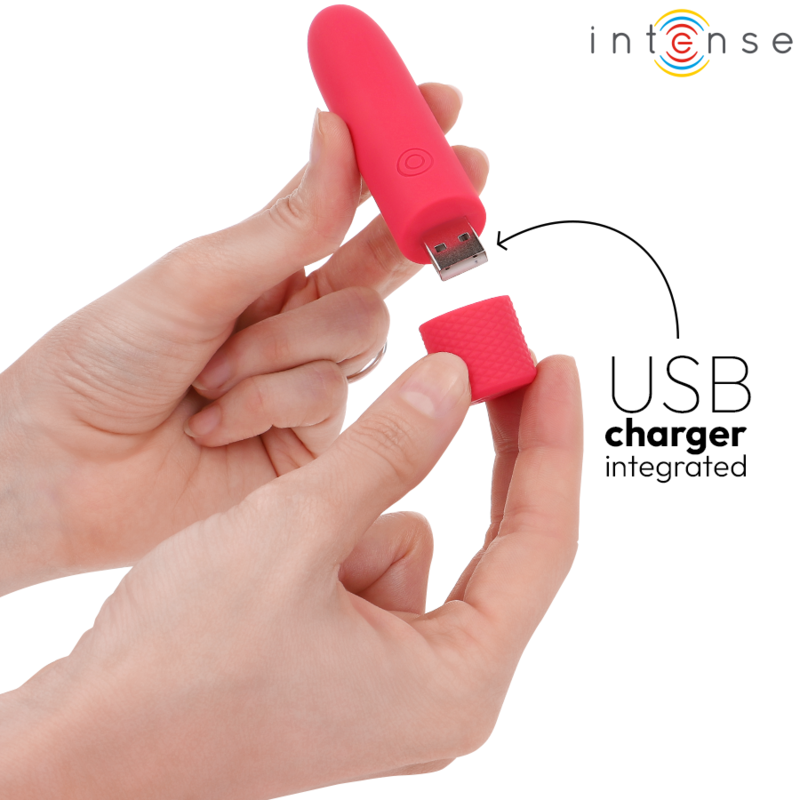 INTENSE - SYMONE USB OPLAADBARE VIBRATIEBOL 8 VIBRATIES ROOD 10 X 2,2 CM