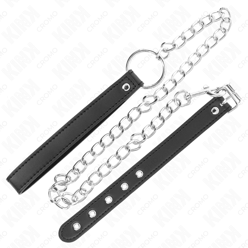 KINK - LEDEREN PENISRING 21,5 X 2 CM MET 60 CM METALEN KETTING EN LEDEREN BAND