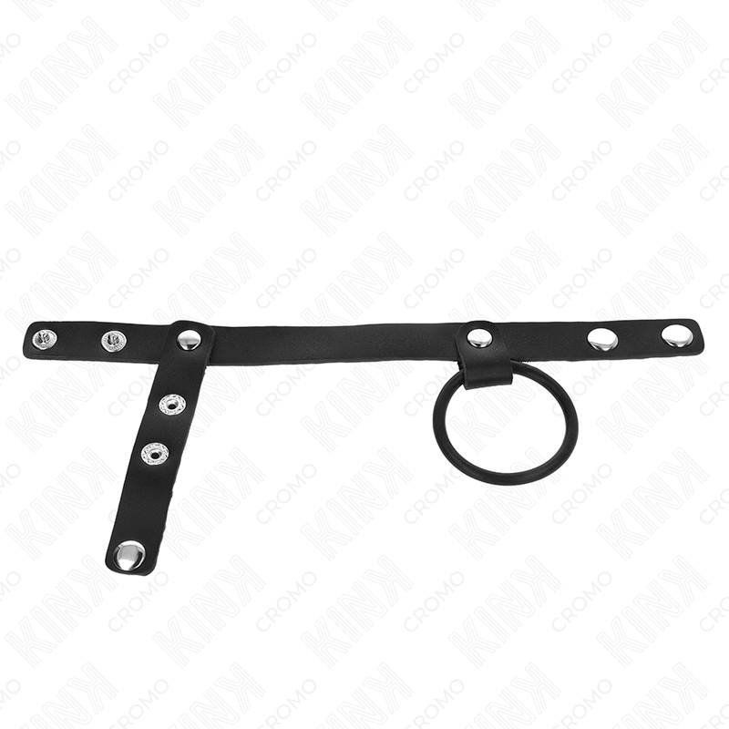 KINK - SILICONEN PENISRING 3,8 CM MET BALVERDELER EN LEDEREN BAND 22 X 1,5 CM