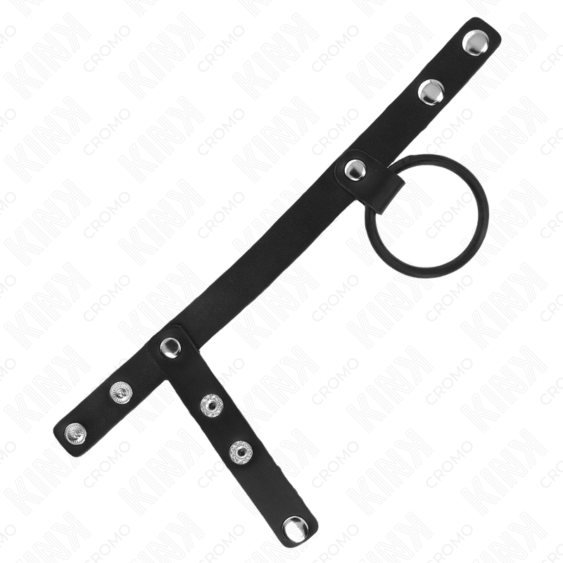 KINK - SILICONEN PENISRING 3,8 CM MET BALVERDELER EN LEDEREN BAND 22 X 1,5 CM